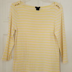 Ann Taylor Yellow Striped Women's Top Size Medium